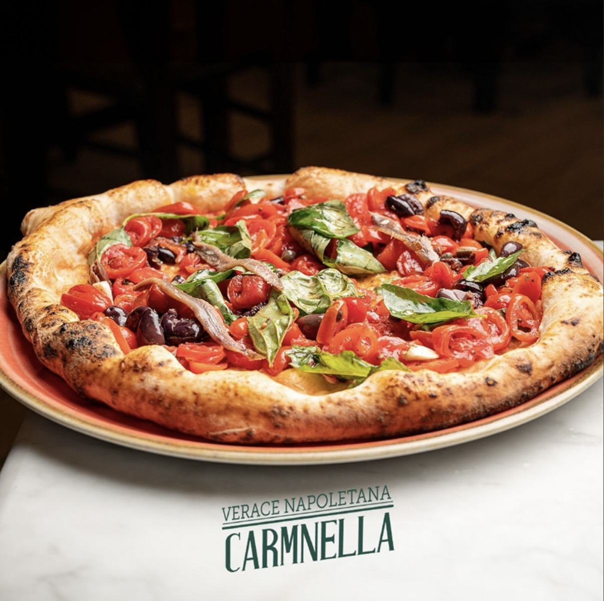 Focaccia Carmnella 2014 — datterino fresco, alici di Cetara, capperi di Salina, olive di Gaeta